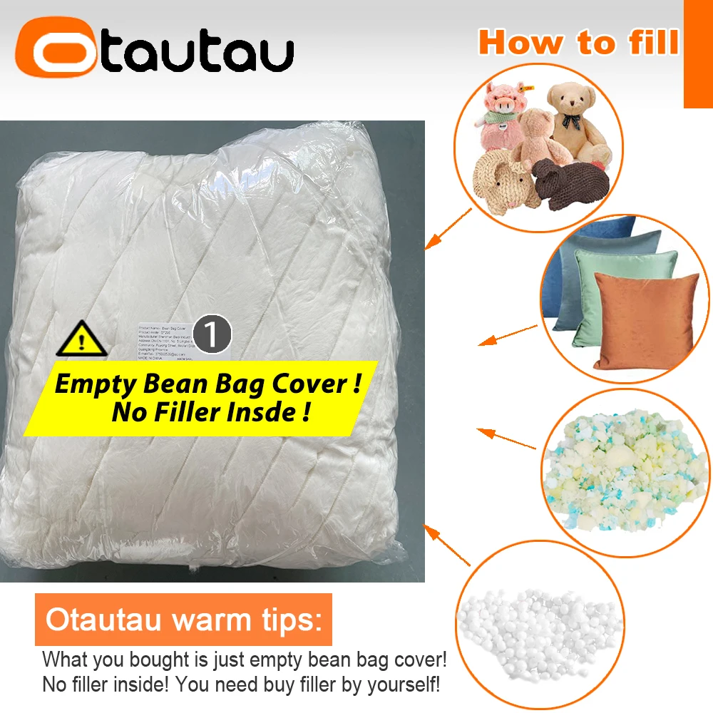 OTAUTAU Faux Bunny Fur Bean Bag Cover Winter Christmas Pouf DD234【No Filler Inside! Need Buy Filler By Yourself !】 view 2