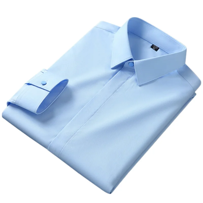 

6XL Concealed Front New Design Bamboo Fiber Formal nti-wrinkle Shirt Men's Long-sleeved Casual men shirt short sleeve slim fit