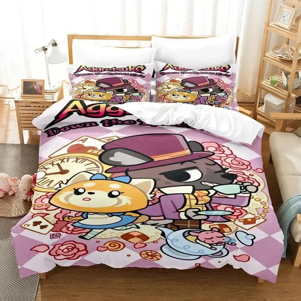 

Anime Aggretsukos Kids Adult Printed Bed Set Duvet Cover Pillowcase Bedding Set Bed Linen Sheet Quilt Cover Full Queen King Size