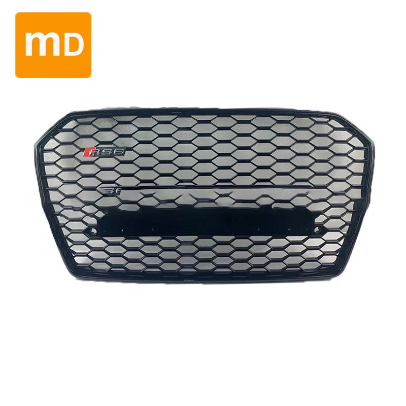 Glossy Black Honeycomb Radiator Grilles For 2016-2018 Audi A6 Modification RS6 Bumpers Body Kit Car Accessories Guard