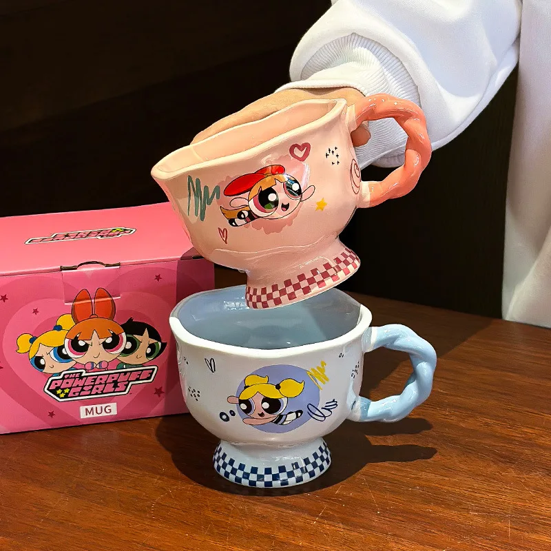 Kawaii The Powerpuff Girls 360Ml Cartoon Ceramic Mug Women Anime Girly Heart Cute Couple Water Cup Milk Cup Girls Gift - Image 2