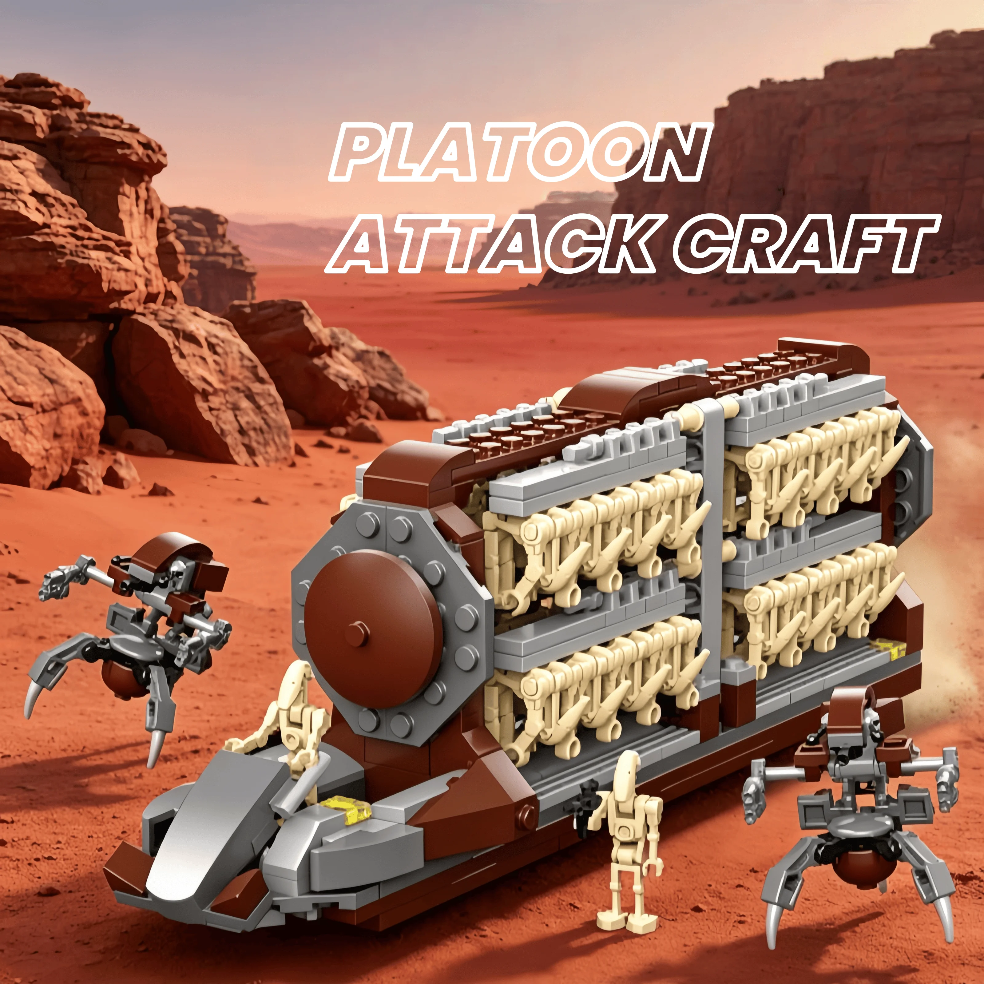 Set de Bloques de Construcción de Naves de Ataque Platoon, Modelo de Transporte Espacial, Juguete de Ladrillos para Armar, Regalo para Niños, Adolescentes y Adultos