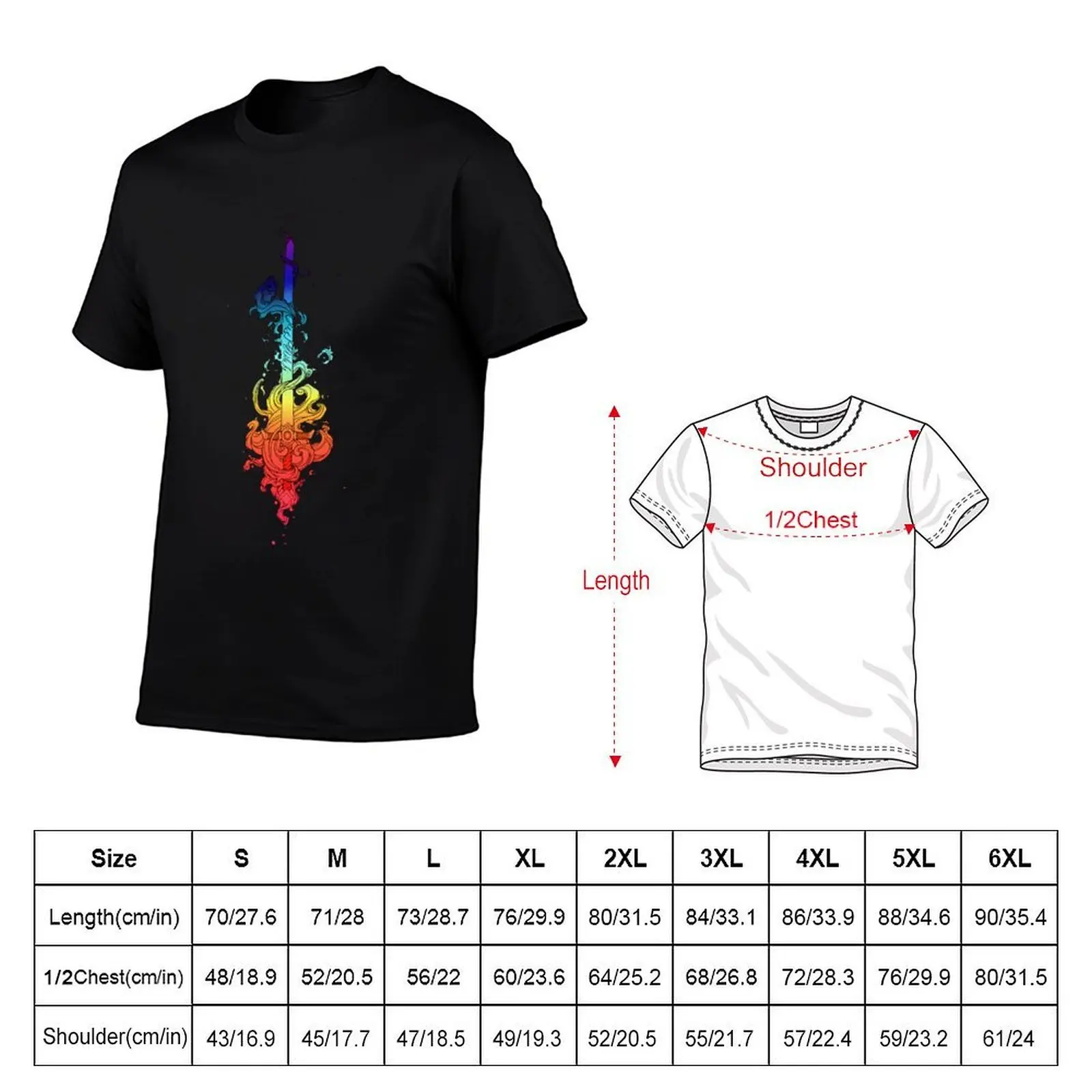 Flame-wreathed sword - rainbow T-Shirt tops tshirts personalised mens t shirts pack