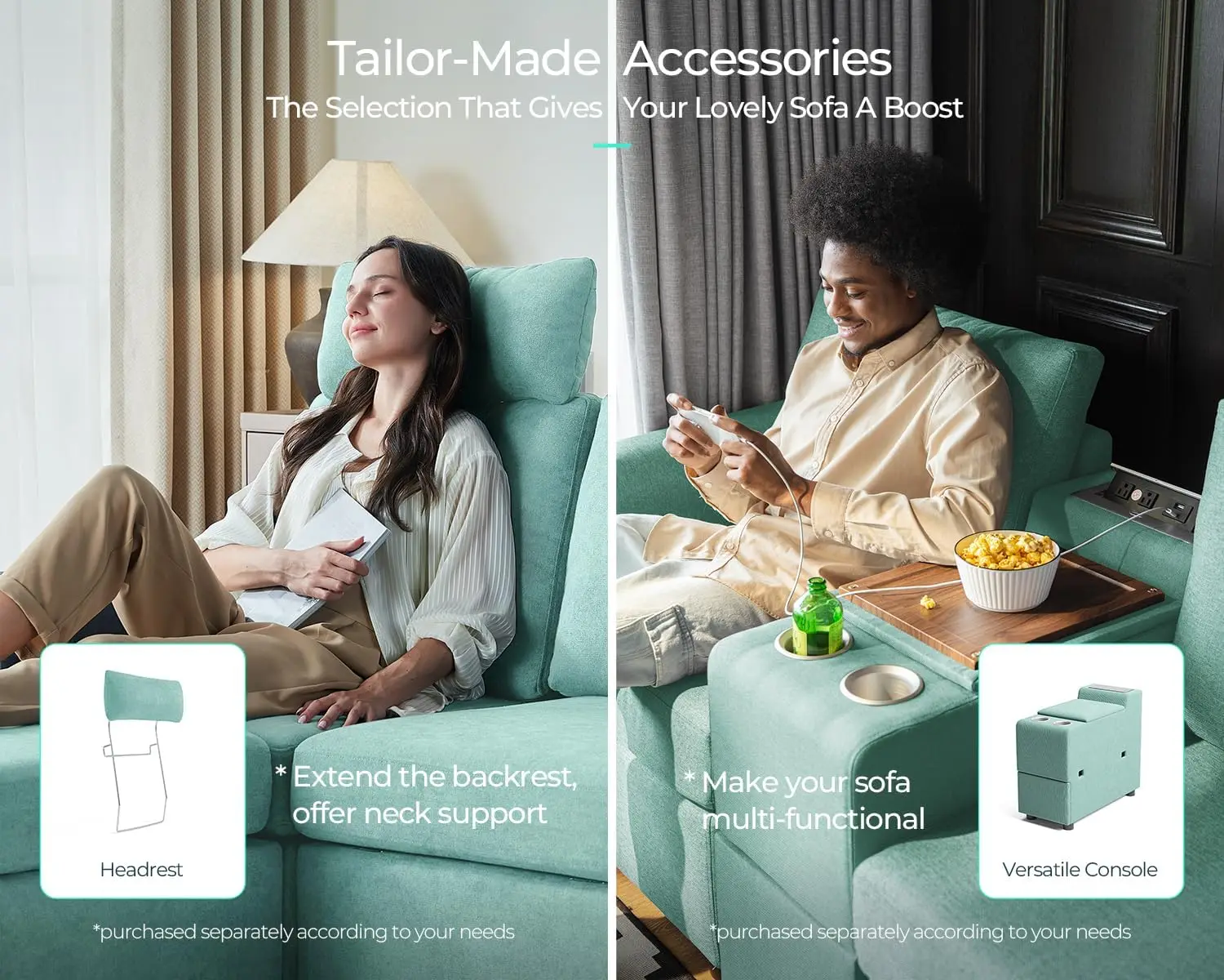 Canapé sectionnel avec housses interchangeables, siège de rangement, assemblage facile