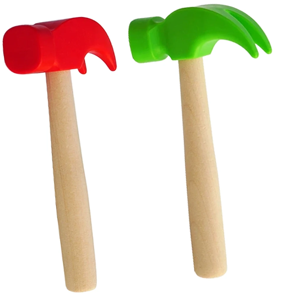 

2pcs Kids Hammer Toys Solid Wood Handle PP Plastic Head Children Plaything Repair Tool Horn Hammer Toy