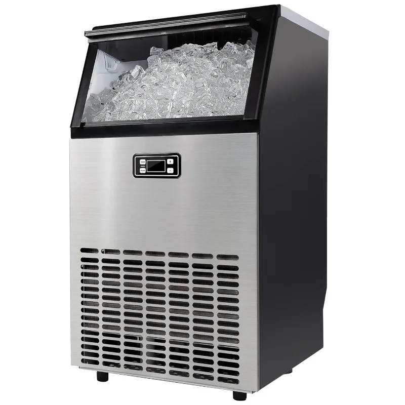 

Commercial Ice Maker Machine - 99lbs Daily Production, 33lbs Ice Storage, Stainless Steel Freestanding & Under Counter Ice Maker