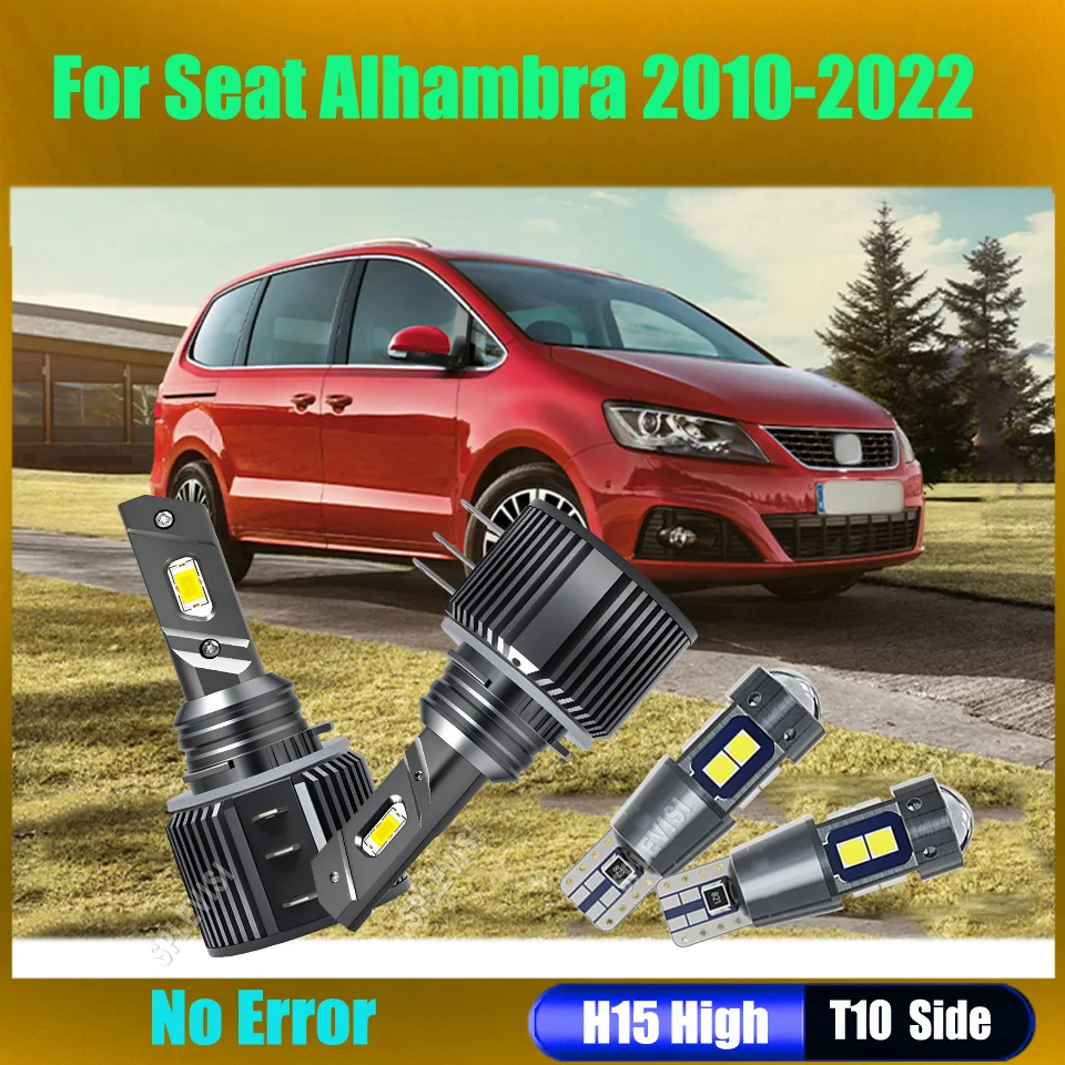 

36000LM Led Headlight Hi Beam Side Light H15 T10 Plug play, No need to cut wires For Seat Alhambra 2010 2011 2012 2013 2014-2022