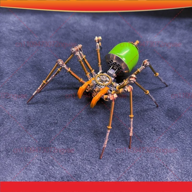 Steampunk Mechanical Fanged Spider Green DIY Building Blocks Educational Assembly Model Desktop Ornament