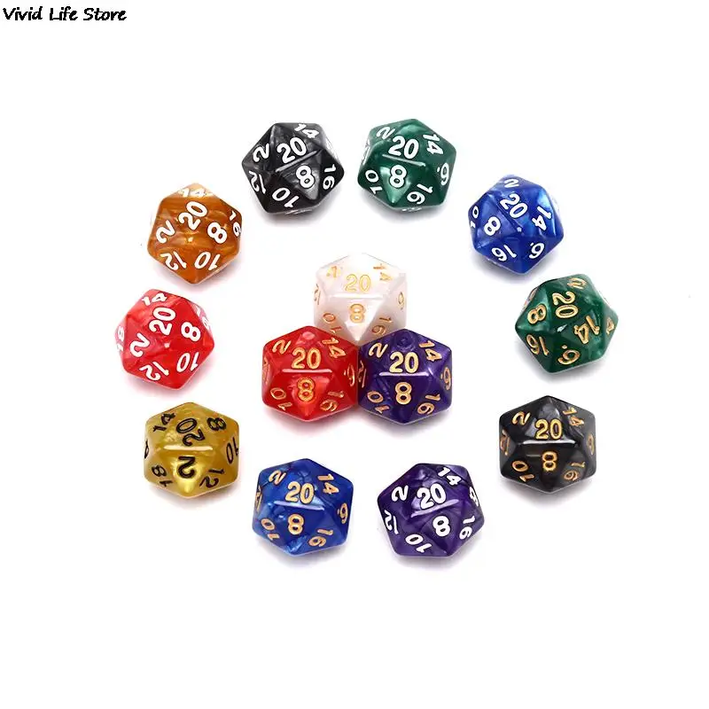 Dados acrílicos d20 para jogo de tabuleiro, durável, perolado, 20 lados, 1 pc