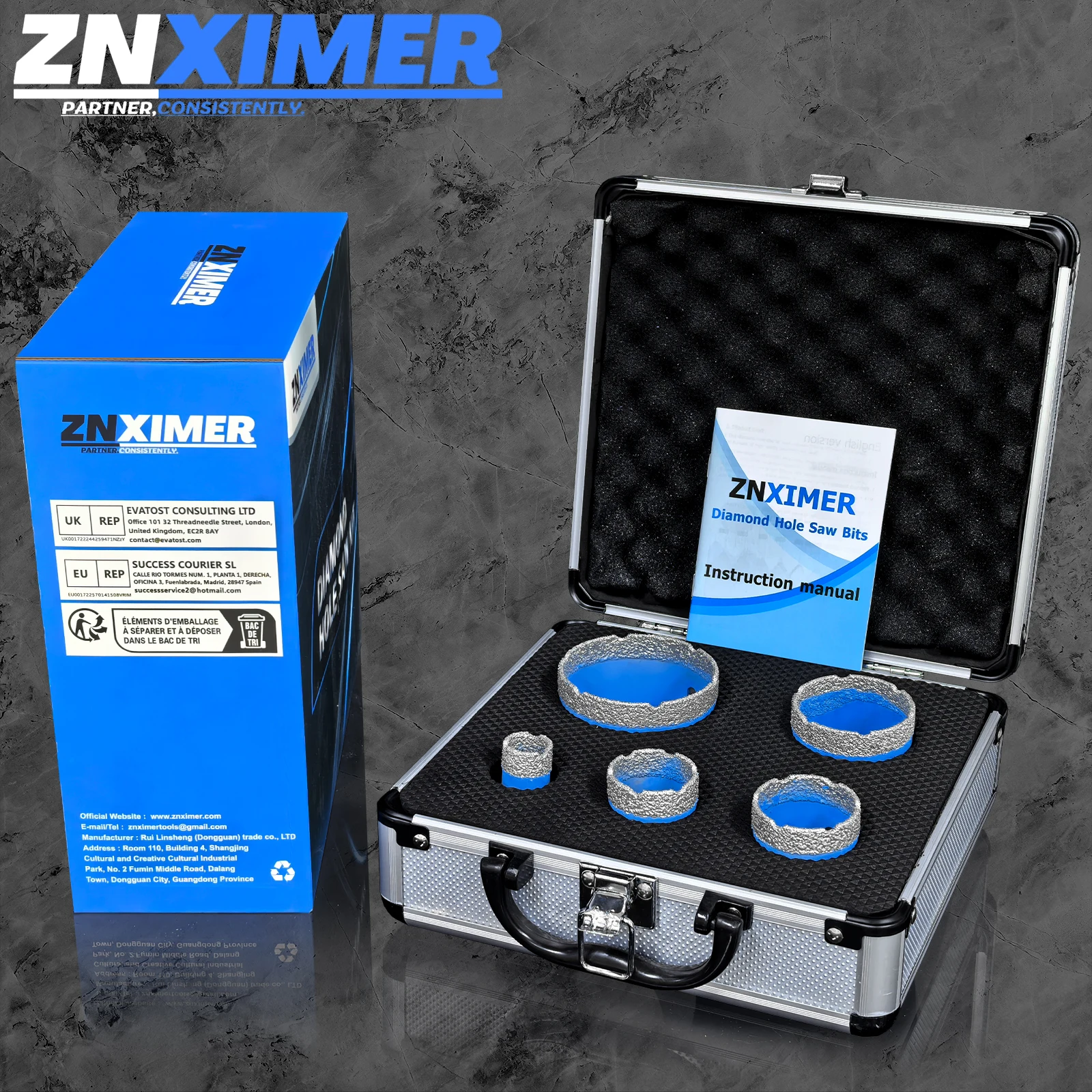 5 Pcs Dry Drill M14 Thread Brazing Hole Saw Set Porcelain Tiles Crowns Granite Marble vitrified tile Drill Bits Tools