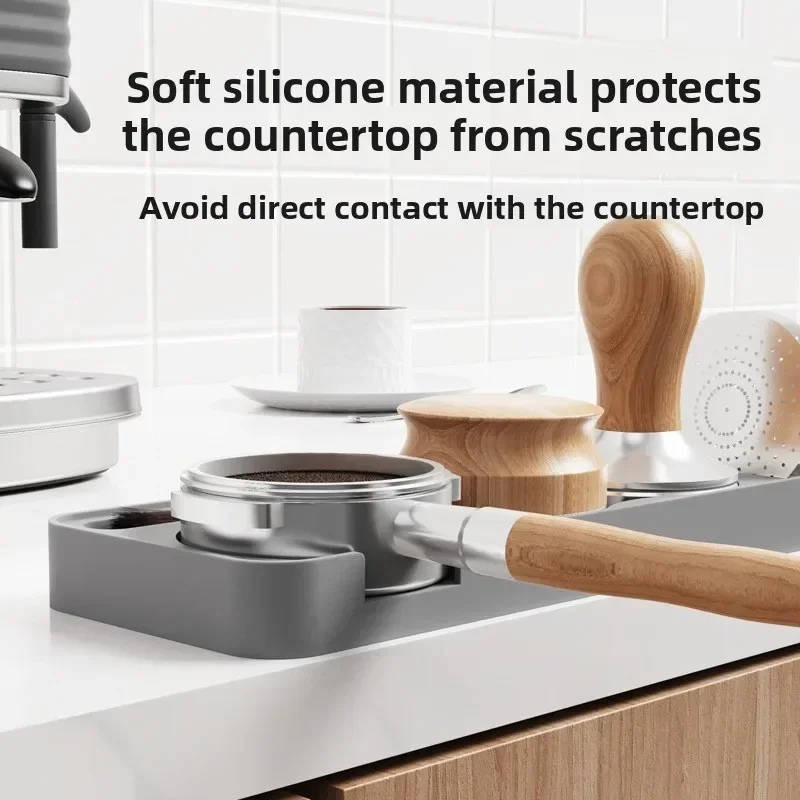

Thicken Espresso Coffee Mat with Storage Holder Food Grade Silicone Non-Slip Coffee Grounds Distributor Accessory
