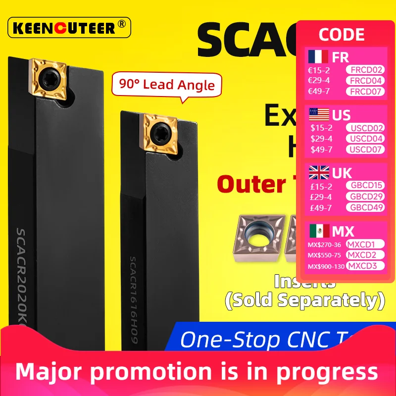

SCACR1010K09 SCACR1212H09 SCACR1616H09 Lathe Toolholder with CCMT Inserts CNC External Cutting Set