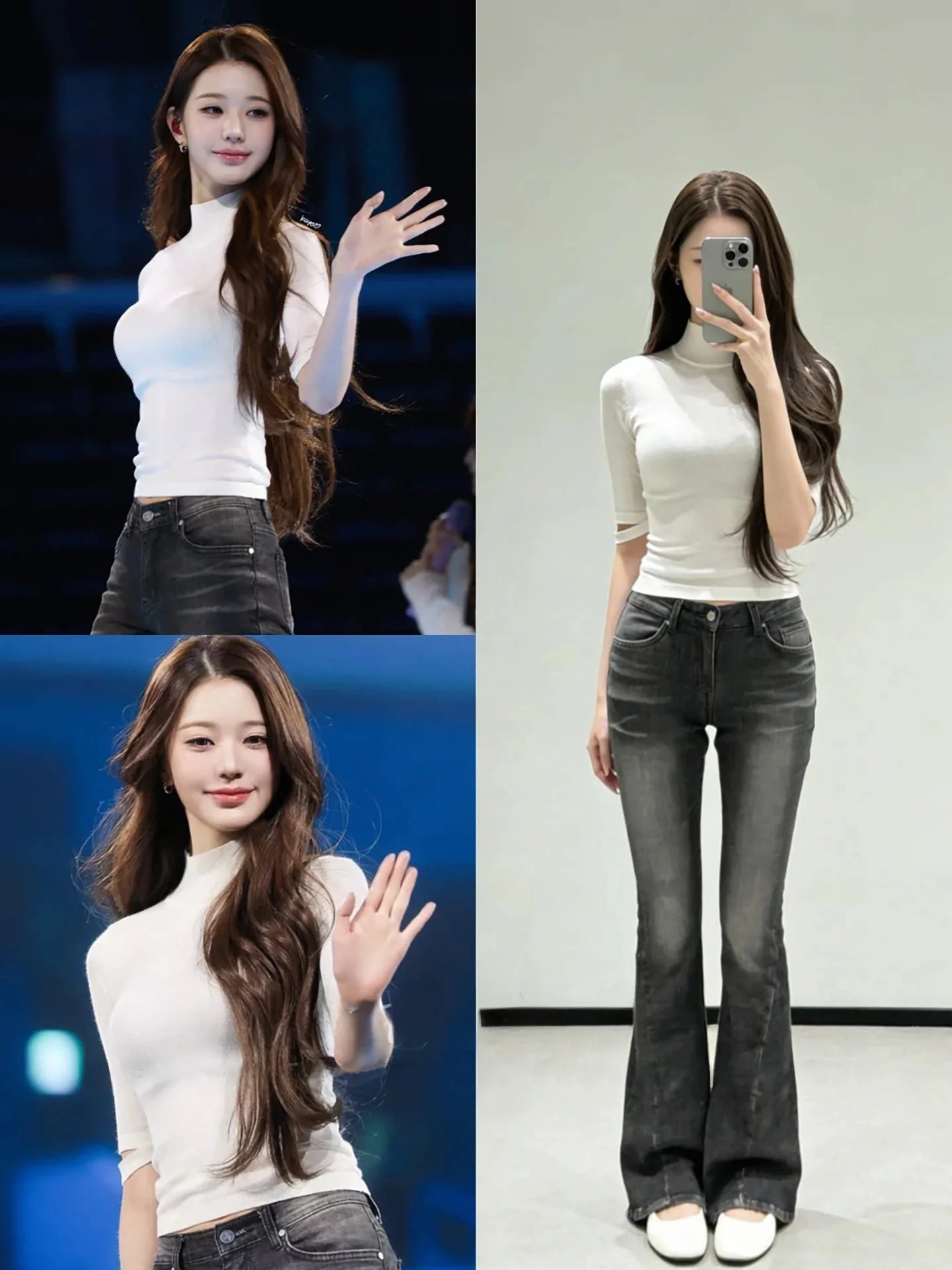 Zhang Ying Micro Flared Jeans Women's Sexy Loose Fit High Waist Tummy Control Slimming Lightening Bleach Casual Long Pants
