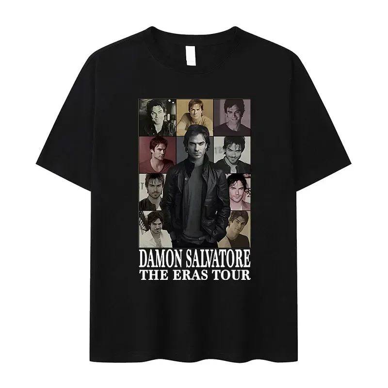 Damon Salvatore IanSomerhalder TV drama patrón camiseta para mujer retro gótico moda camiseta de gran tamaño para mujer ropa de calle