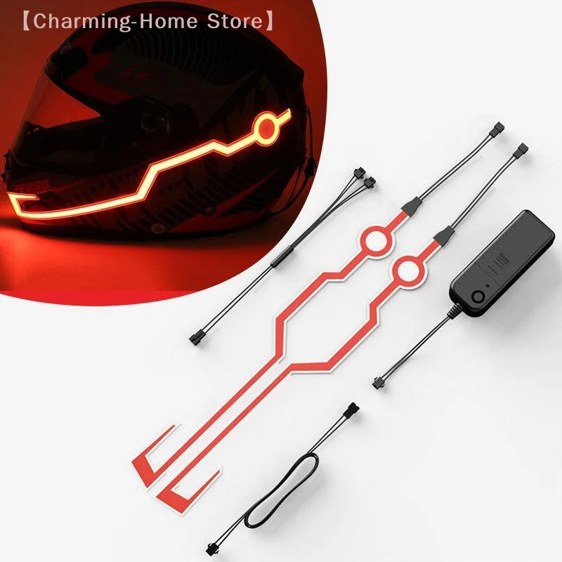 【M】Easy To Use 1set Led Motorcycle Helmet Light Self-adhesive Reflective Luminous Sticker Strip Modified Waterproof Acsessories
