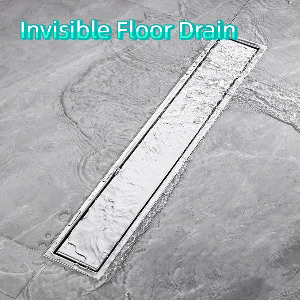 

304 Stainless Steel Invisible Floor Drain Quick Drainage Removable Cover Linear Floor Drain Odor-Resistant Concealed