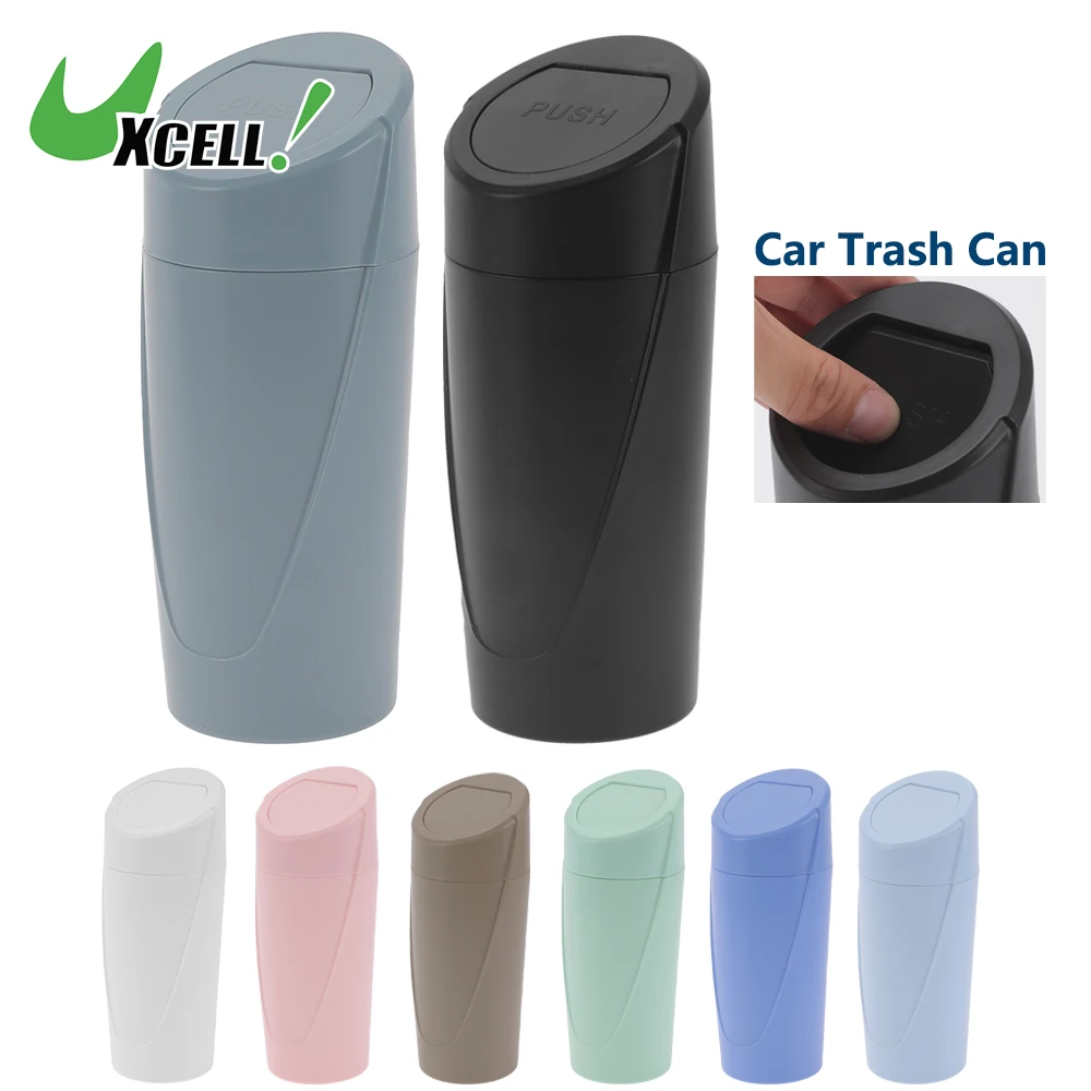 

UXCELL Mini Car Trash Can Portable Universal Can Dustbin Garbage Bin Storage Case with Lid Interior Accessories 8x20cm