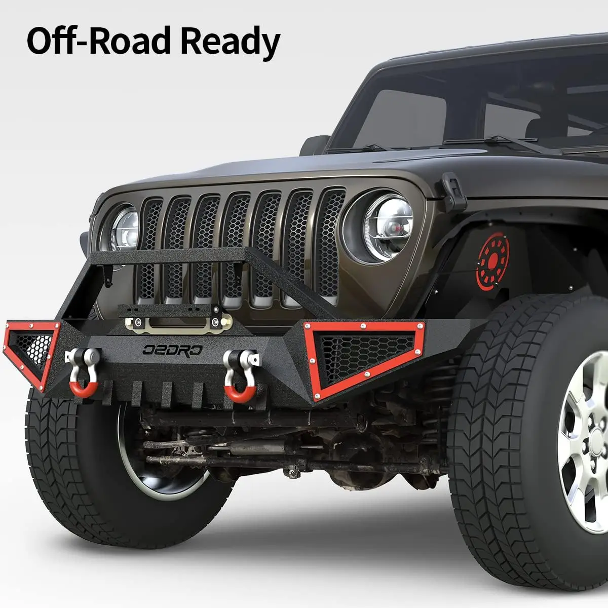 Front and Rear Bumper Fit on 2018-2024 Jeep Wrangler JL & Unlimited JLU (2/4 Doors) Rock Crawler Off-Road Bumper w/Winch Plate