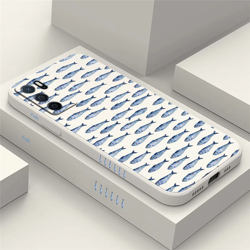 

Reno 15 Fish Print Phone Case For OPPO Reno 15 F FS 15 Pro Mini 14F 13 12 10 Pro Plus Shockproof Matte Silicone Soft Cover
