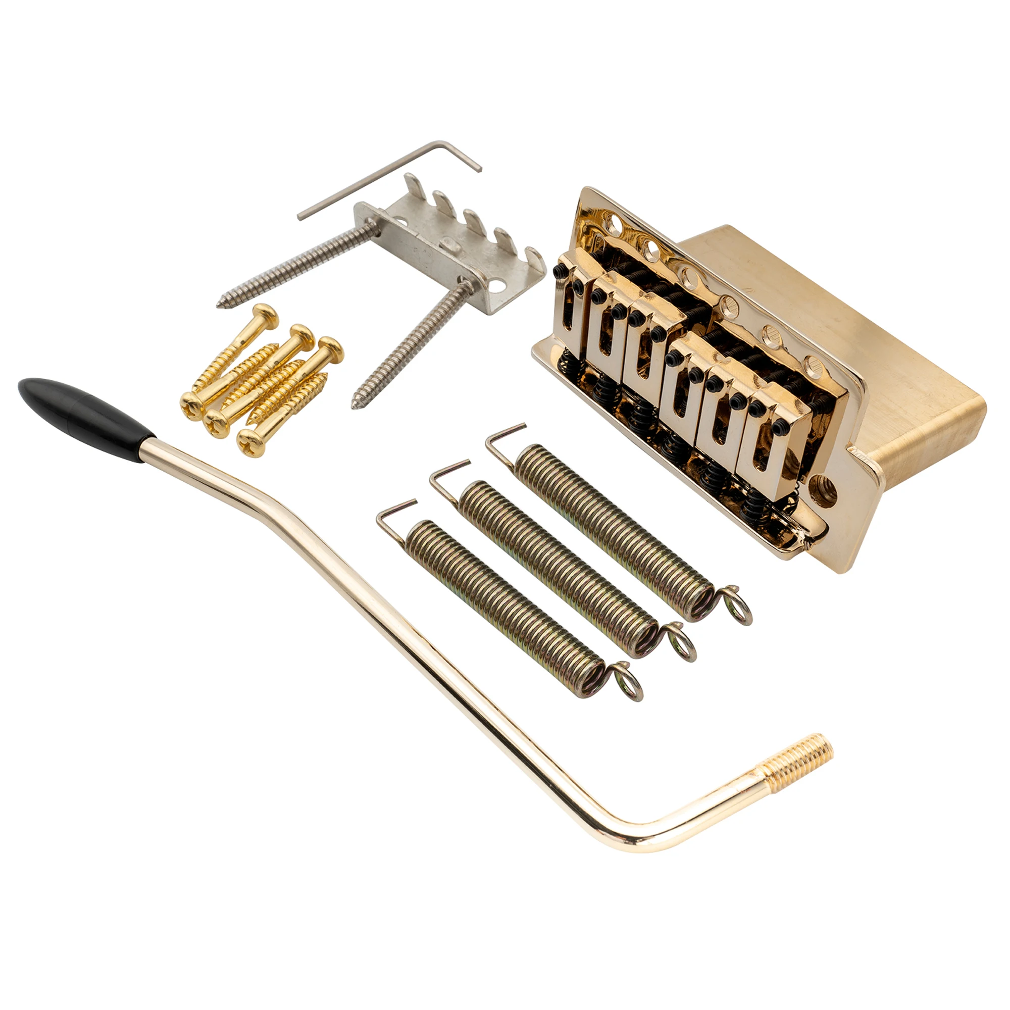 Musiclily Pro BV016 52.5mm 6-Screw Modern Saddles Tremolo Bridge with 40mm Solid Brass Block for Squier ST Style Electric Guitar