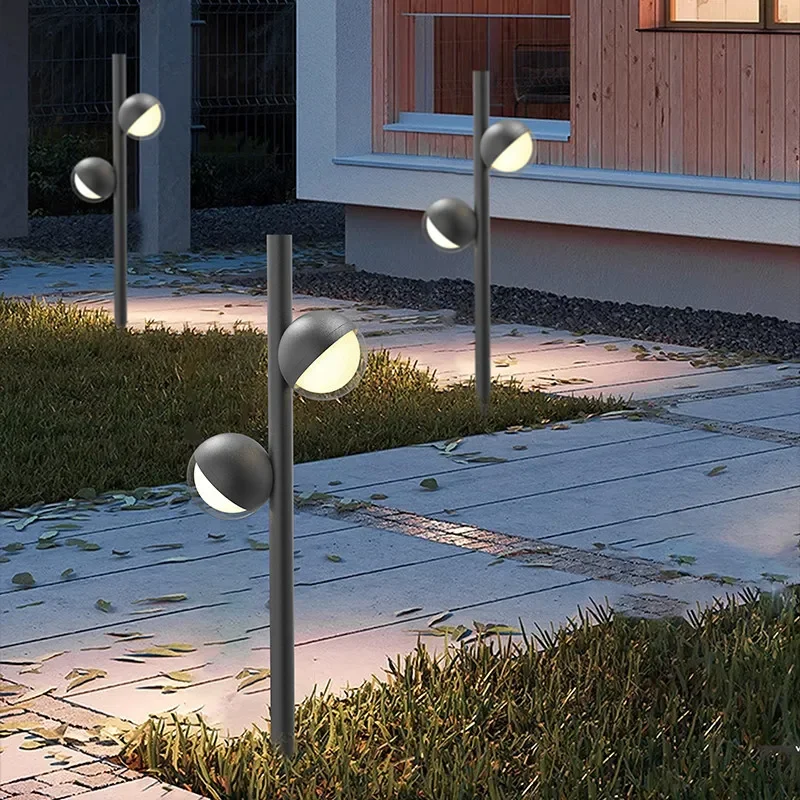 Modern Double Head Outdoor Lawn Light Waterproof Garden Villa Courtyard Floor Plug Lamp Community Aisle Landscape Decorative