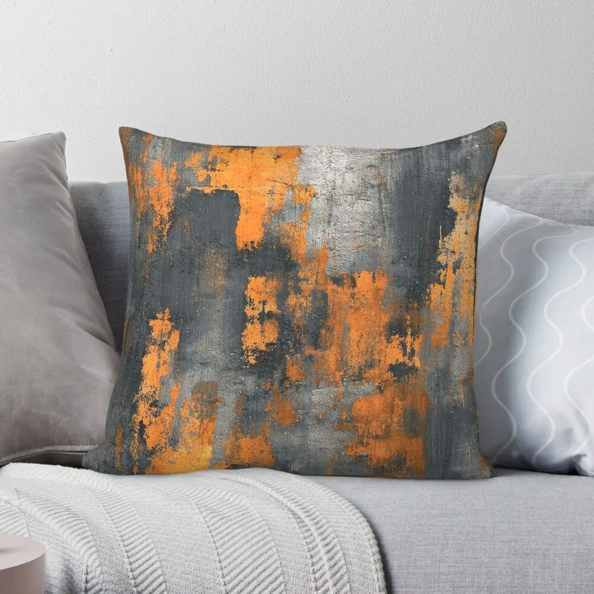 Rusty Orange Industrial Grunge Square Pillowcase Polyester Linen Velvet Creative Zip Decor Pillow Case Car Cushion Cover 18