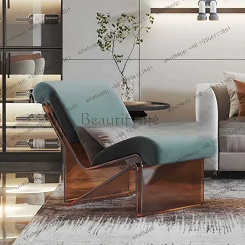 Modern light luxury acrylic sofa chair single lazy transparent recliner