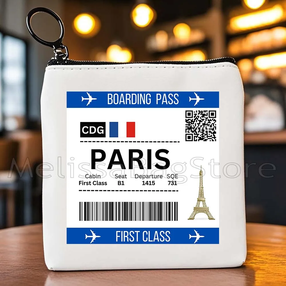 New York Rome Paris London Athens Bangkok Berlin Bogota Dubai Dublin Madrid Moscow Boarding Pass Key Coin Purse Cute Bag Wallet