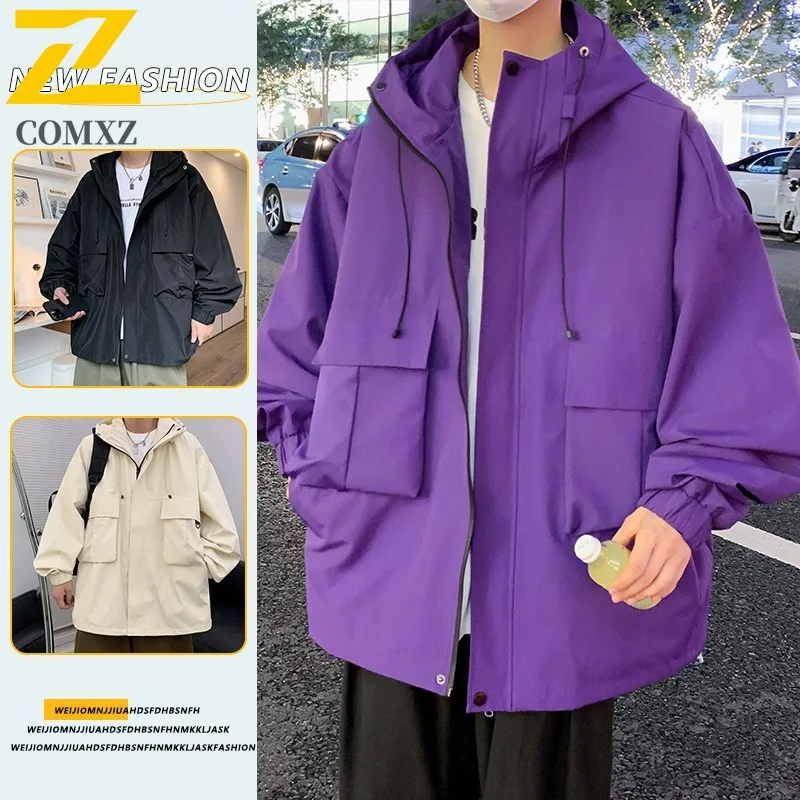 

COMXZ Мужская куртка Водонепроницаемая уличная велосипедная рыбалка Легкое простое пальто для кемпинга Удобная прогулочная ветровка