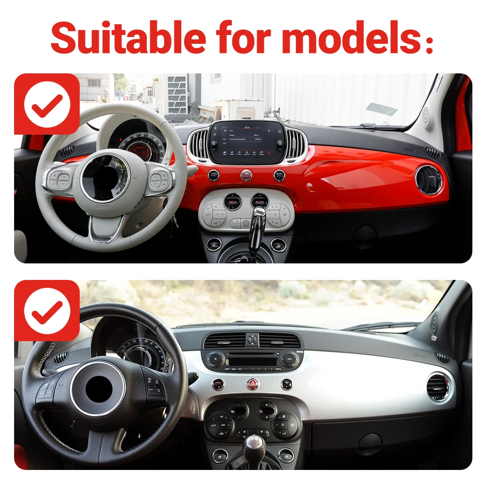 لشركة فيات 500 500c 500e 2007 - 2012 2013 2014 2015 2016 2017 2018 2019 2020 2021 2022 2023 2024 غطاء لوحة سيارة الملحقات #2