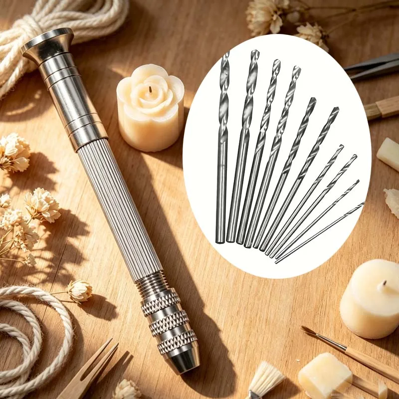 11Pcs Hand Twist Drill Set Precision Pin Vise Hand Drill with 10 Drill Bits for Woodworking - Includes 1 Hand Drill