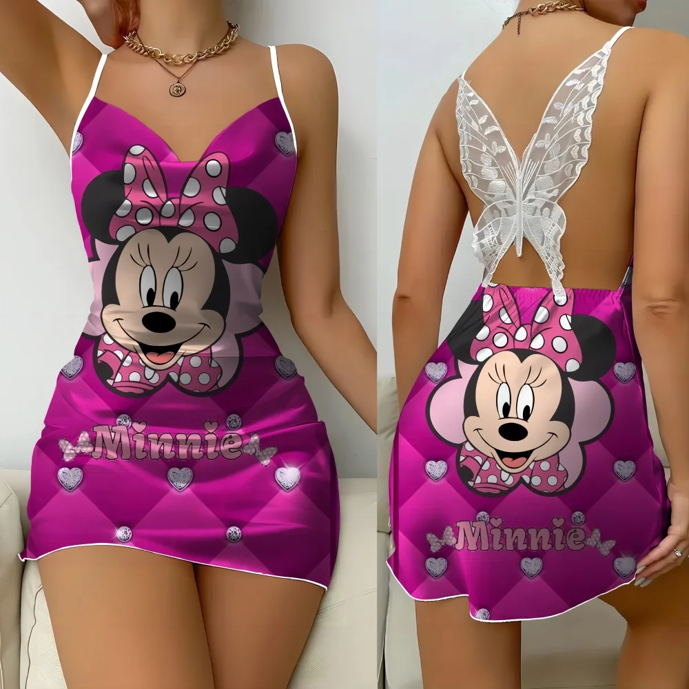 

Summer Chic Cartoon Cosy Pajama Lady New Pattern Women's Nightwear Romantic Nighty Sleeveless Pajamas Woman Ruffled Edge Dress