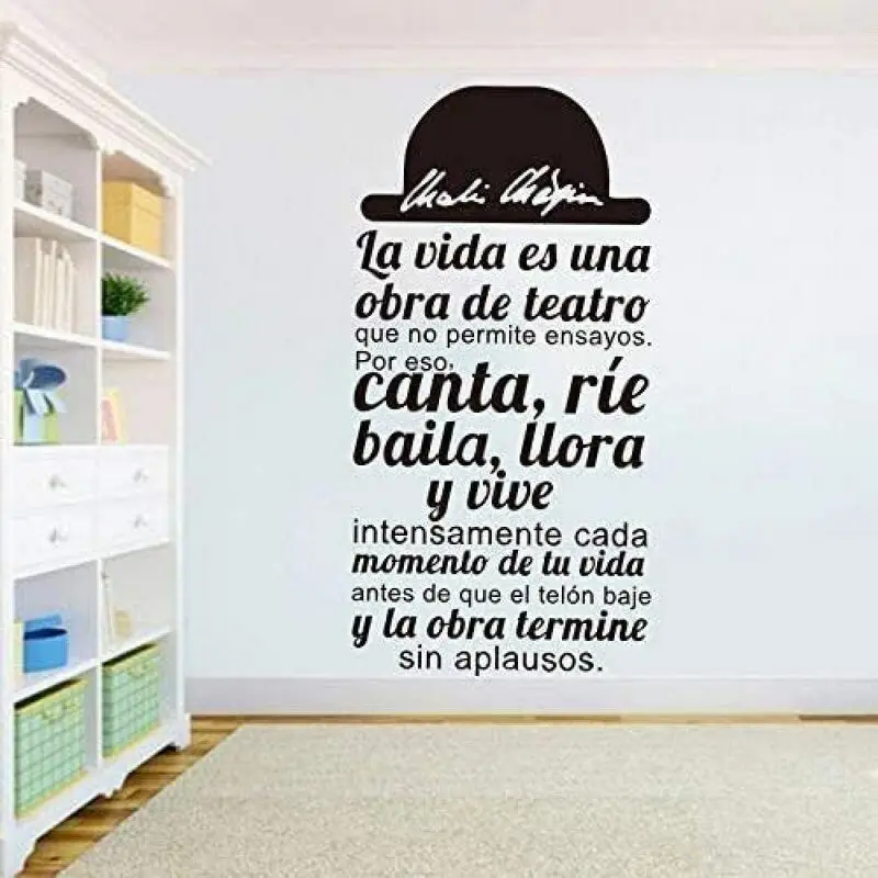 Chaplin's Quotations  La vida es una Charlie     Living Room Dining Bedroom Decal Wall Art Sticker Picture  Decor removable