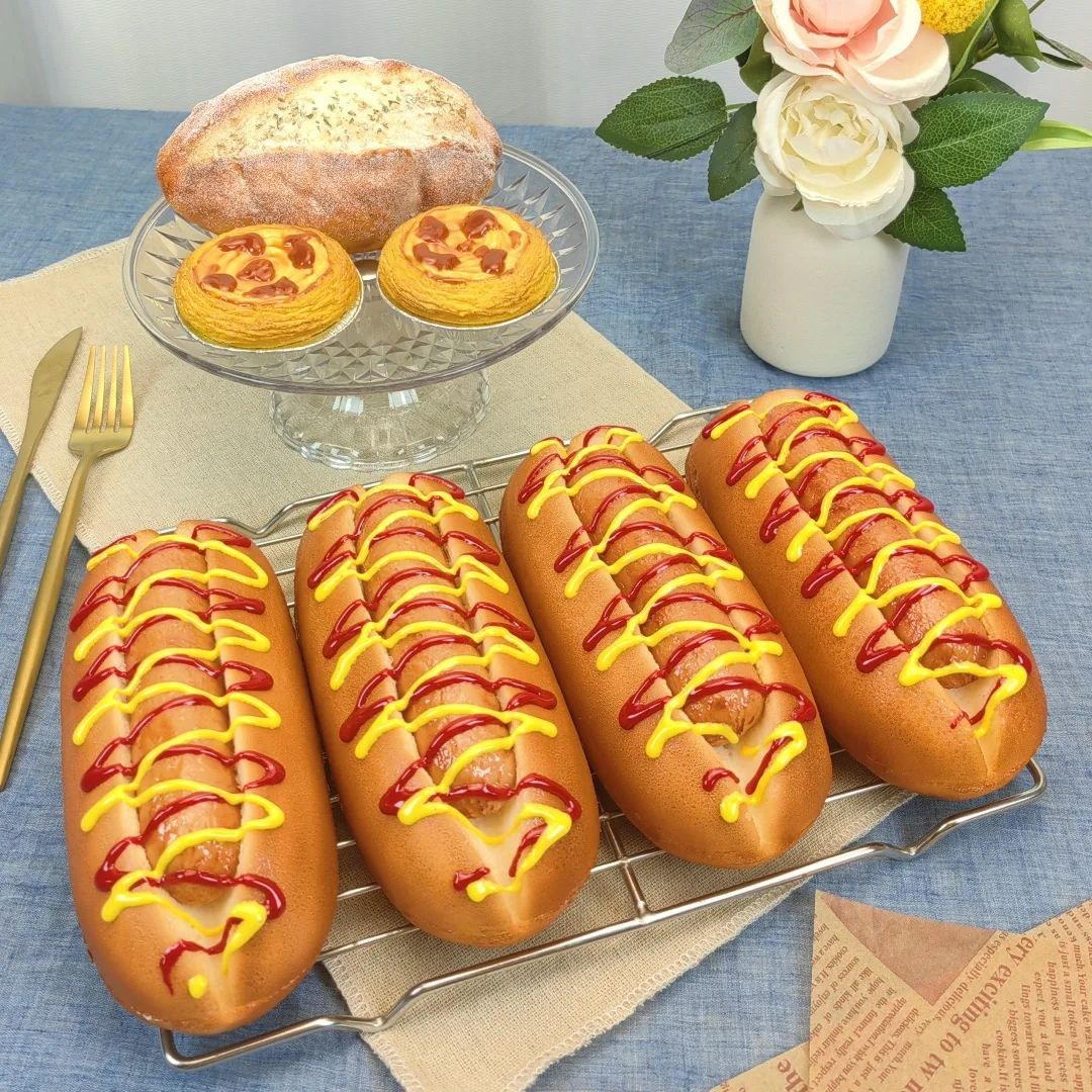 

Simulation Hot Dog Model Fake Cheese Sausage Burger Sandwich Prop Artificial Fast Food Display Shop Window Photography Decor