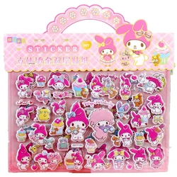 Cartoon Sanrio Doubledeck Layer 3D Bubble Stickers Kawaii Melody Kuromi Three Dimensional Sticker Fun Kids DIY Prizes Toy Gift