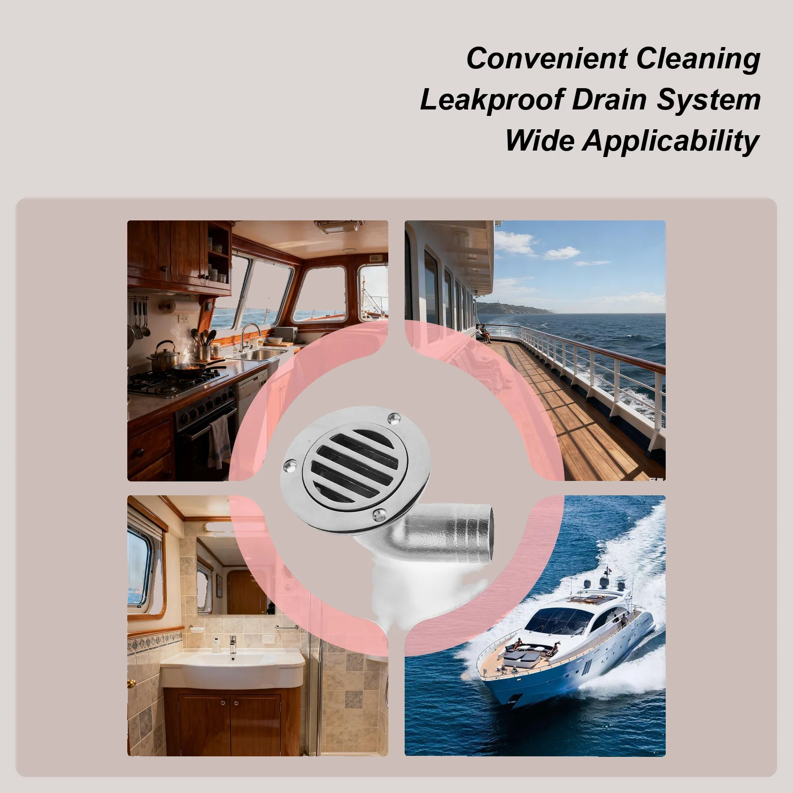 Marine Deck Drain Stainless Steel Drain Boat Deck Drainage Cover For Marine Yacht Ship Outdoor Bathroom Kitchen Shower Sink