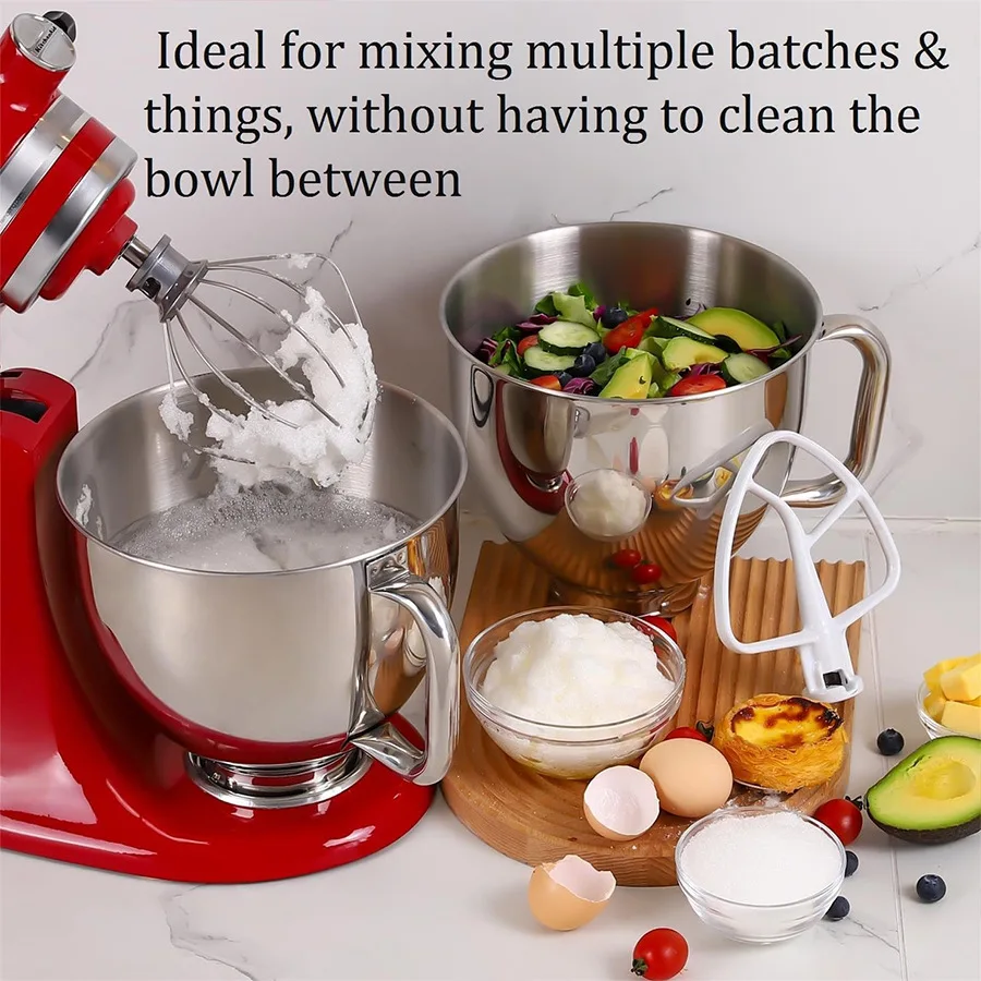 4.5 QT & 5 QT Stainless Steel Mixer Bowl for KitchenAid Stand Mixers,Strong and Durable Replacement Bowl for KitchenAid