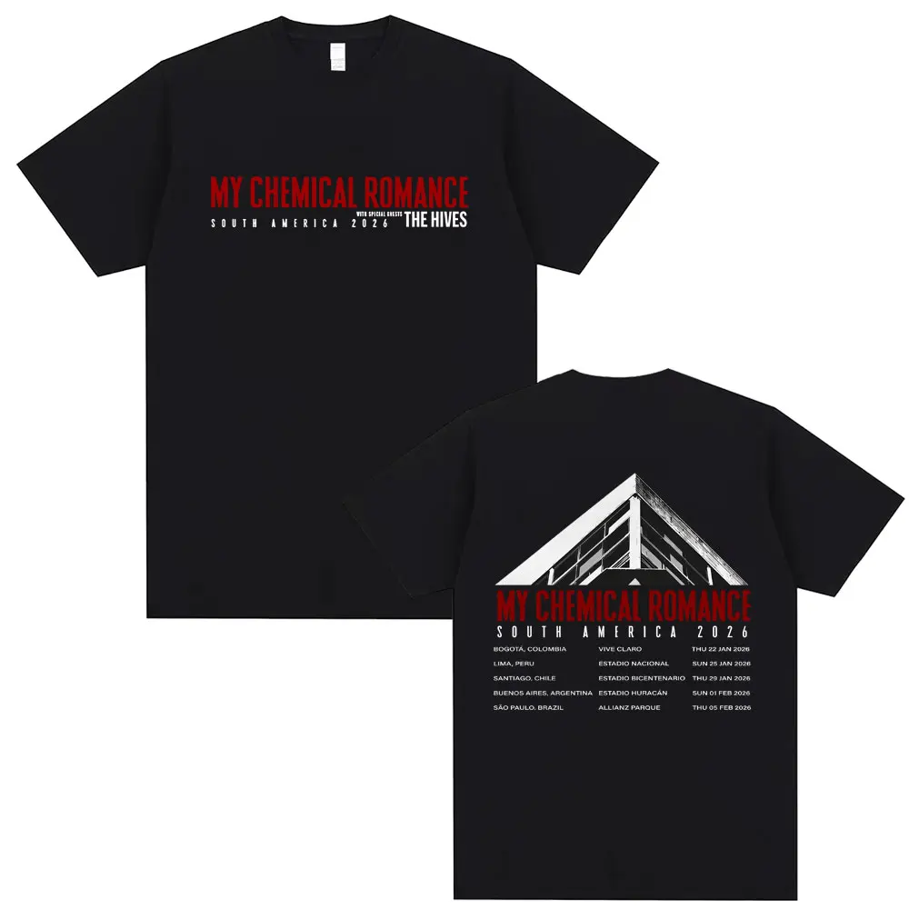 

My Chemical Romance Punk Emo Band South America 2026 Tour T-shirt Men Women Clothing Gothic Oversized T Shirts Male Casual Tees