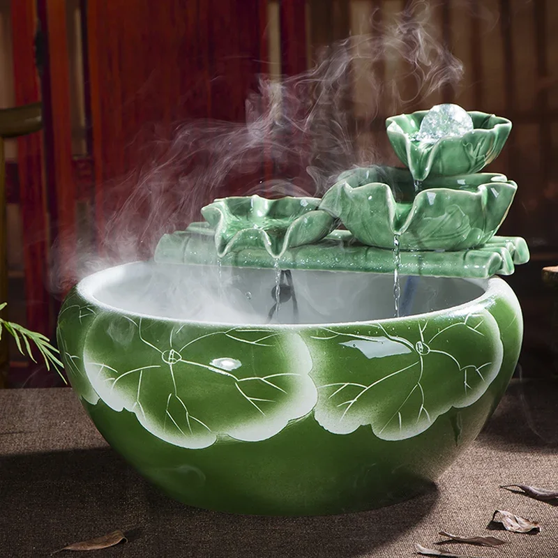Ceramic Water Fountain Humidifier Decoration Home Fengshui Wheel Lucky - view 4