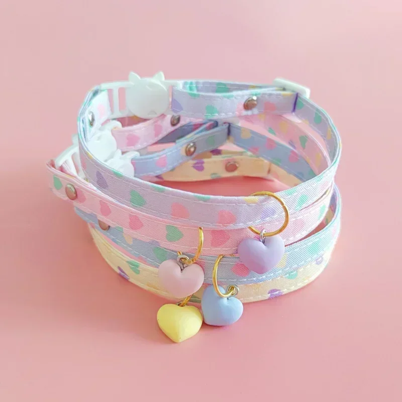 Pet Jewelry Adjustable Buckle Puppy Collar Popular Little Cat Collar Printed Pattern Heart Neck Decorative Collar Pet Supplies