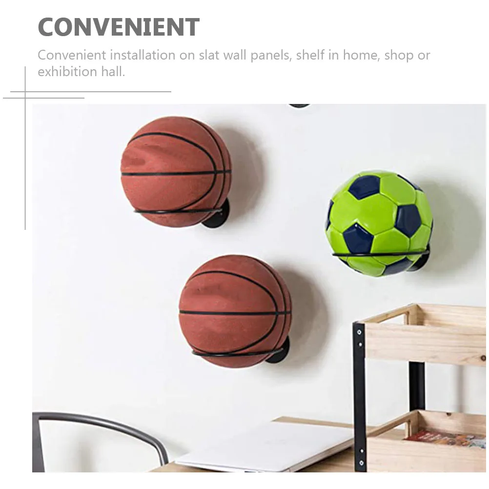 

Wall Mount Ball Rack Basketball Football Storage Shelf Iron Holder Black Fitness Gym Home Portable Display Stand