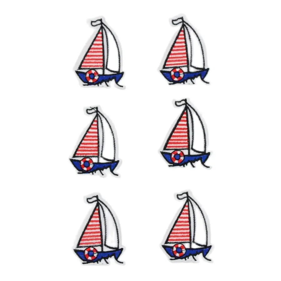 10pcs Embroidered Vessel Patches Iron On Cartoon Boat Stickers DIY Sewing Appliqued Clothing Patch Accessories