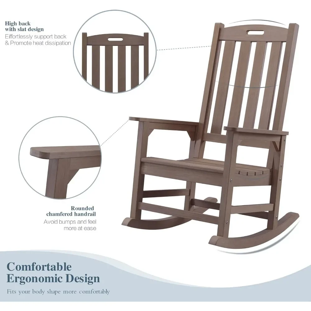 Patio Rocking Chair Easy-Assemble Poly Rocker Chair for Both Outdoor and Indoor Garden Chairs Relaxing Gift Freight Free Lounge
