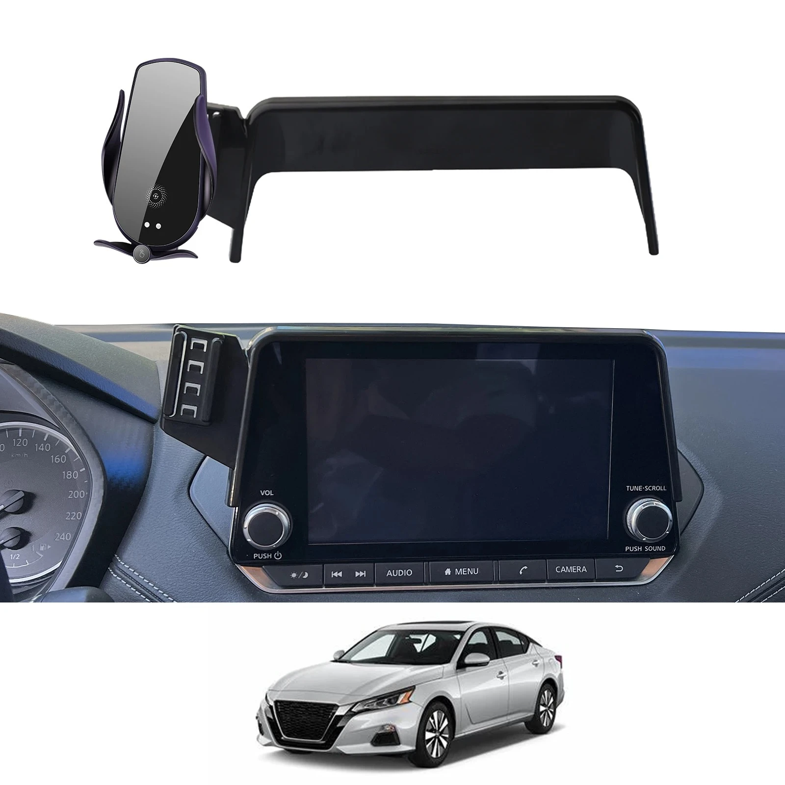

for Nissan Altima L34 2019~2025 (8/7inch) Phone Holder Screen Fixed Navigation Bracket Base Wireless Charging Accessories