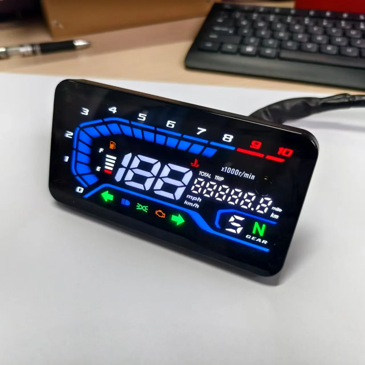 Waterproof Digital Motorcycle Dashboard Meter, Universal, LED, RPM, Speedmeter, 199 km/h, 12V