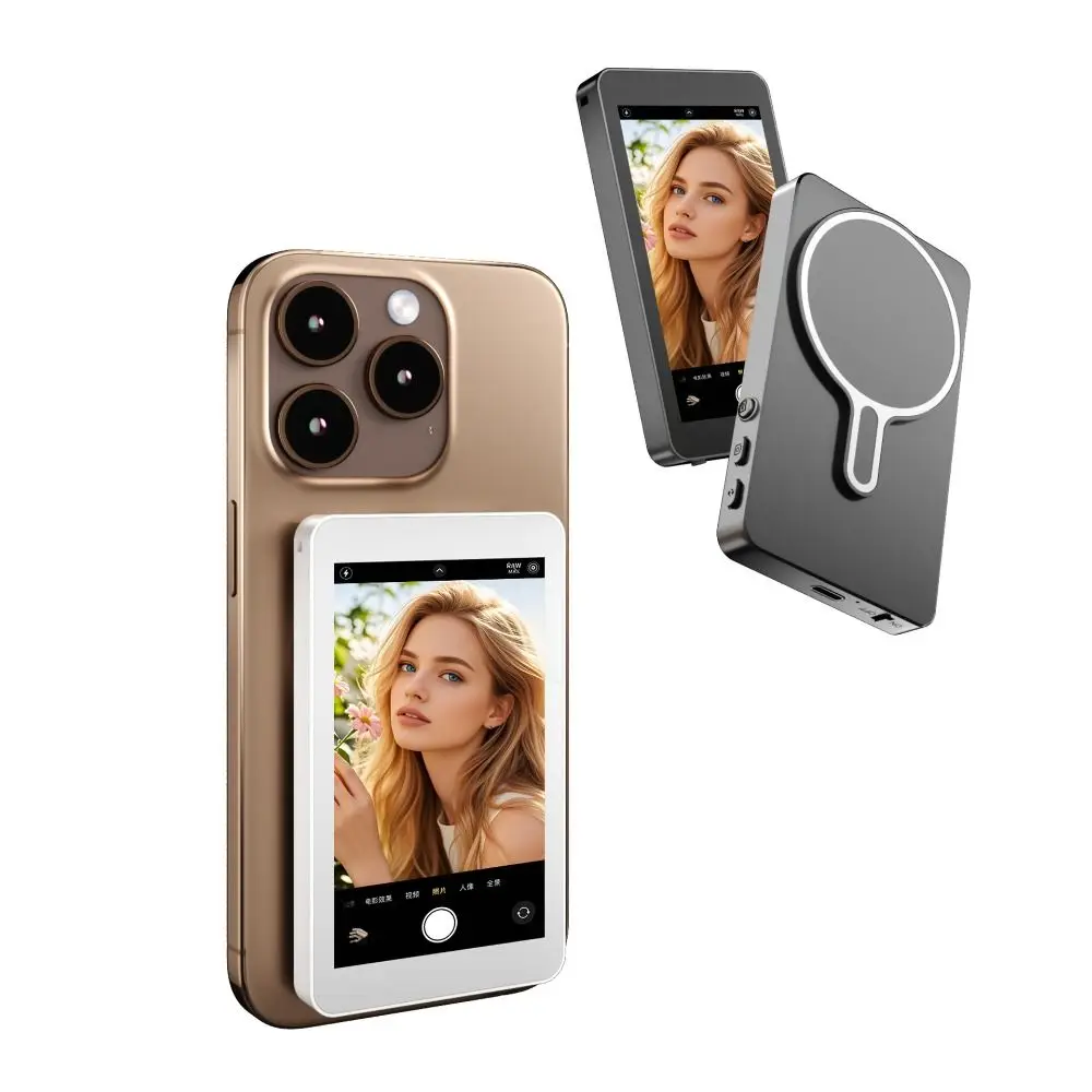

Portable Phone Selfie Monitor Screen WiFi Bluetooth Connection Rechargeable Wireless Magnetic Mount Vlog Phone Rear Camera