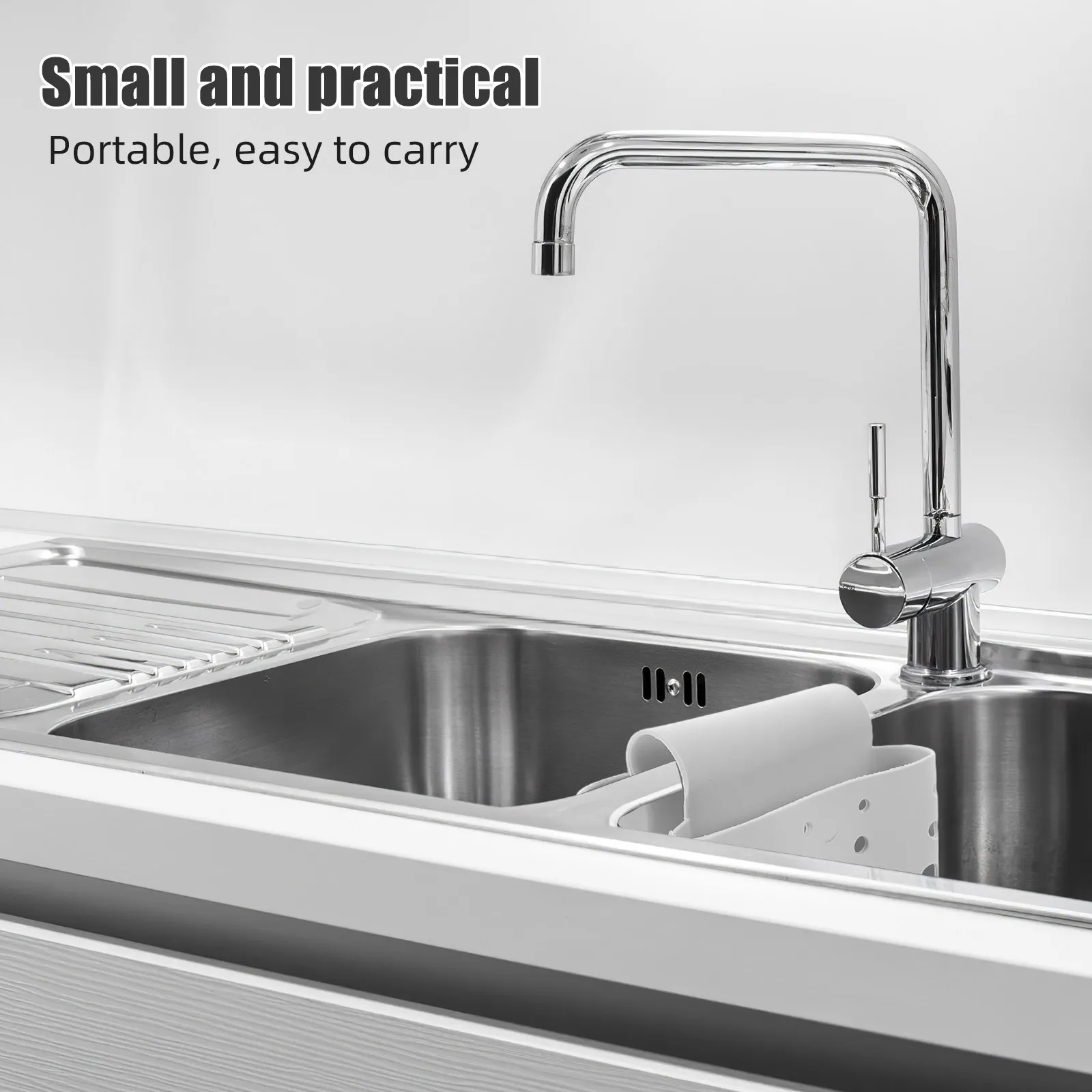 Kitchen Sink Hanging Drain Basket Saddle Shape Stable Over Sink Drain Rack Multipurpose Dish Drainer for Plates Utensils Cutlery