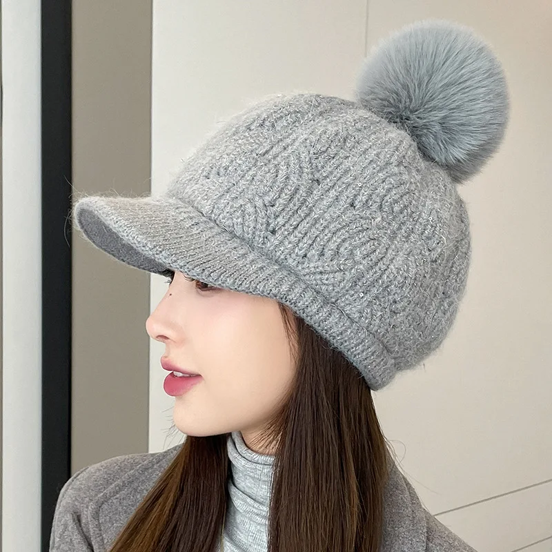 Fashion Unisex Winter Baseball Cap Women Lamb Fleece Luxury Fur Pom Pom Dad Hat Winter Outdoor Warm Hip Hop Dad Cap Gorra 모자