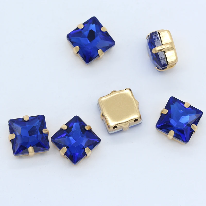 Square Shape Sew On Rhinestones With gold claw rhinestones Square Shape Sew On Rhinestone Beads Clothes  Jewelry Diy Trimming