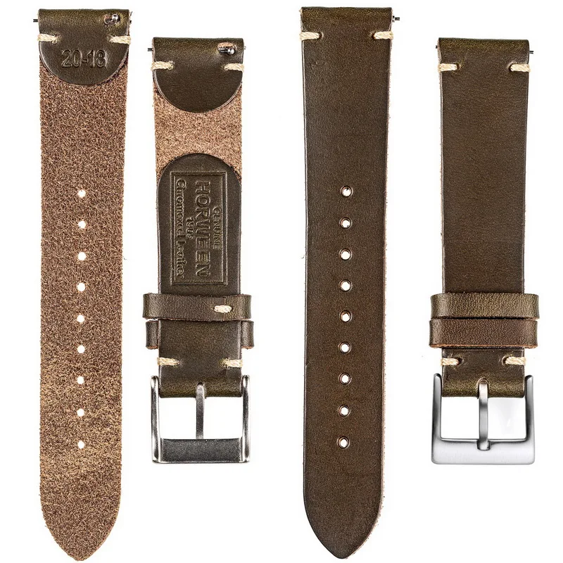 Cowhide Watch Bands 100% Genuine Leather Handmade Quick Release Vintage Wrist Strap For Man Women 18 19 20 21 22MM